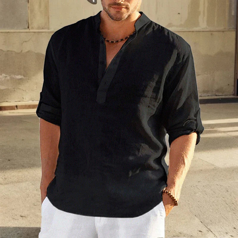Men's Casual Shirt - Loose Fit - Breathable Blend - Long Sleeve