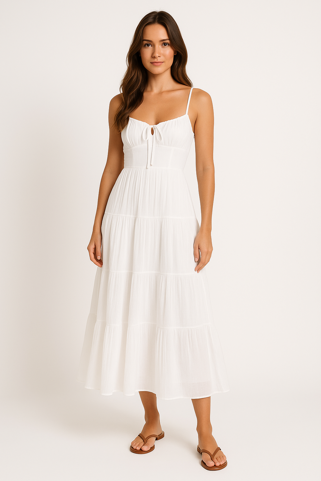 Women's Long Dress - Spaghetti Strap - Tiered - Backless