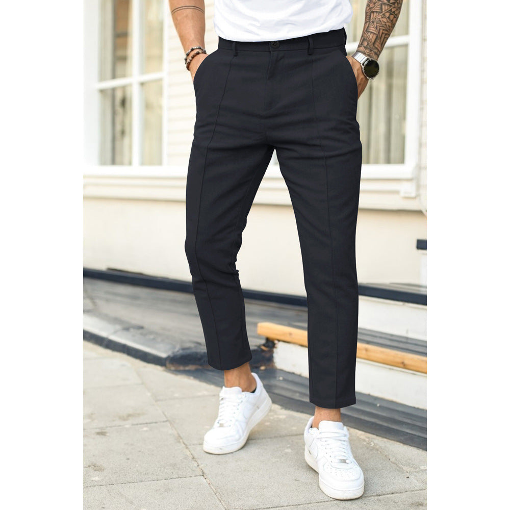 Men's Trousers - Slim Fit - Double Pleat - Ankle Length - Belt Loops