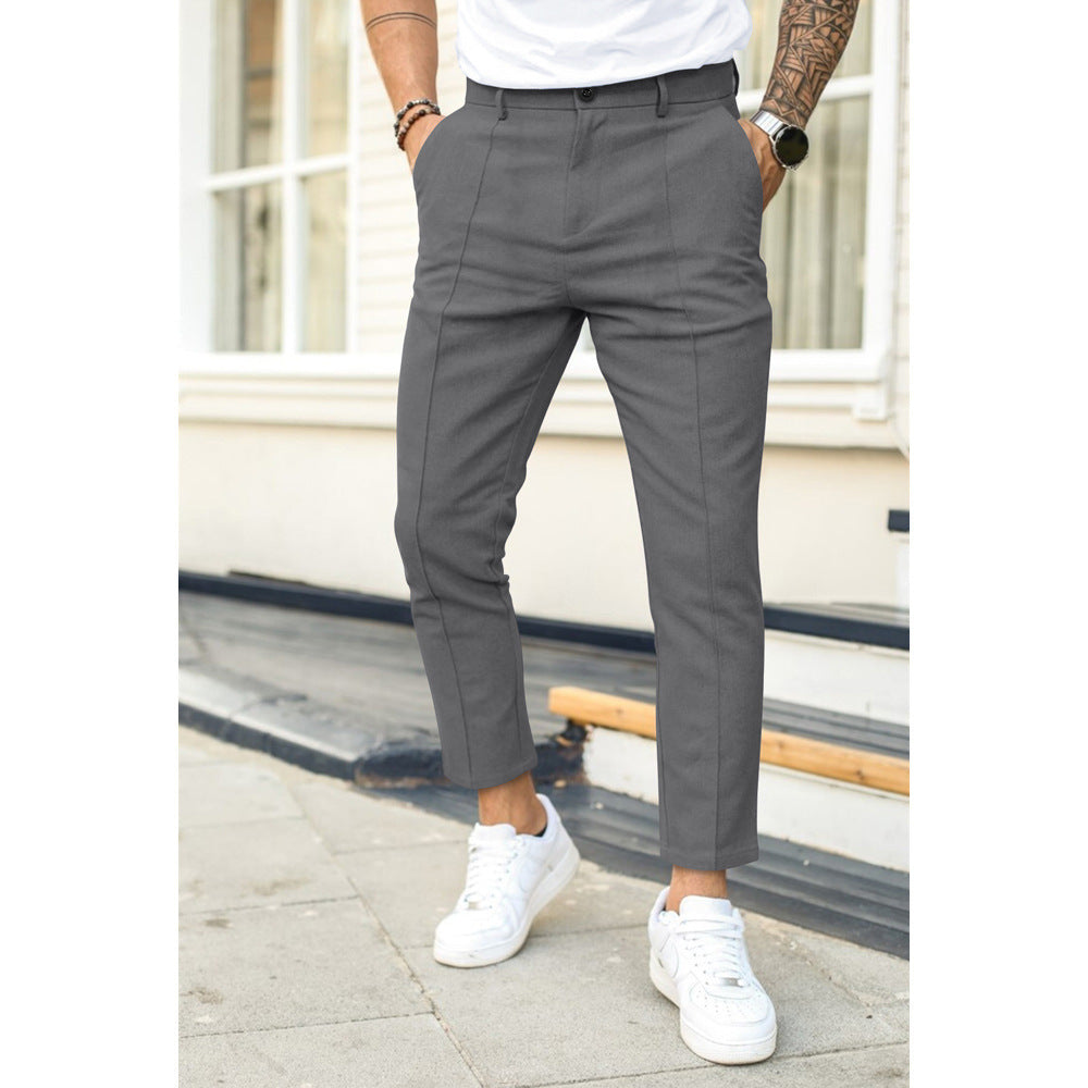 Men's Trousers - Slim Fit - Double Pleat - Ankle Length - Belt Loops