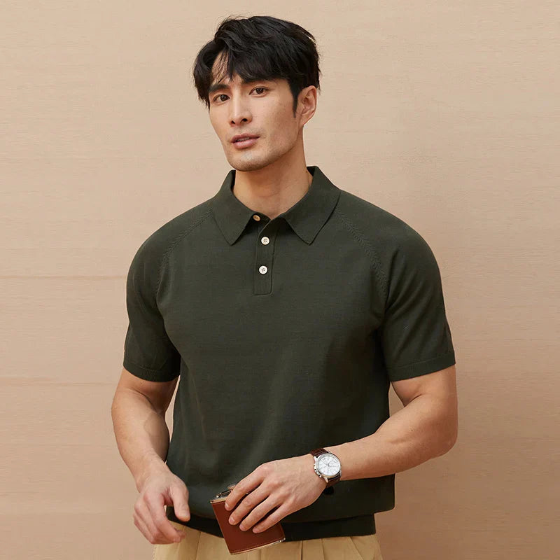 Men's Polo Shirt - Tailored Fit - Knit Cotton - Short Sleeve