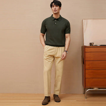 Men's Polo Shirt - Tailored Fit - Knit Cotton - Short Sleeve